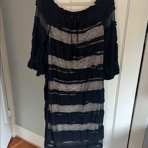 RACHEL Rachel Roy Black and Cream Lace Midi Dress